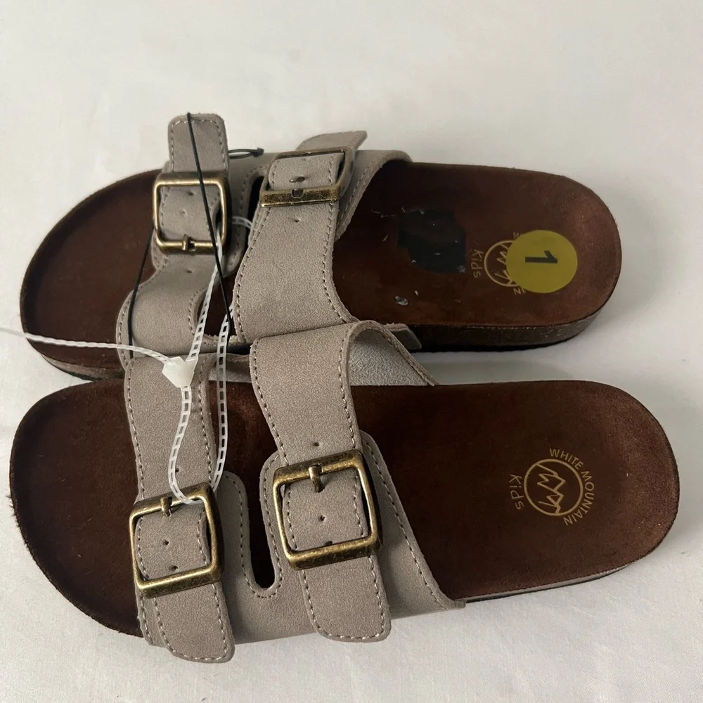 White‎ Mountain Kids' Tan Sandals with Double Strap, Size 1, NWOT